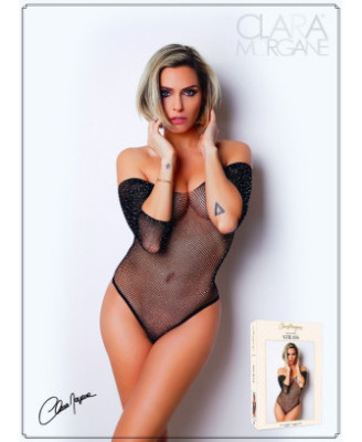 Body noir avec manches 3/4 - Le Numéro 2 - Collection Strass 